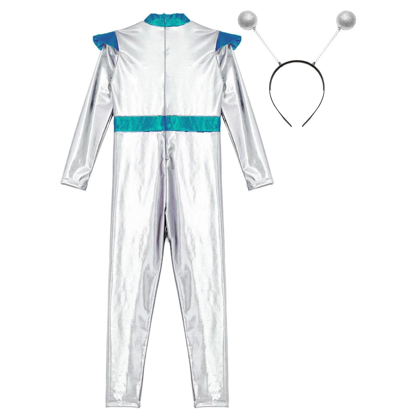Costume de Cosplay Alien pour filles et garçons, combinaison d'astronaute à manches longues avec cerceau pour cheveux, pour fête de carnaval d'halloween