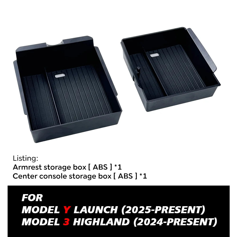 Boîte de rangement pour Console centrale Tesla, nouveau modèle Y 2025, lancement Juniper modèle 3 Highland 2024, boîte d'accoudoir, coussinet supérieur et inférieur en Silicone