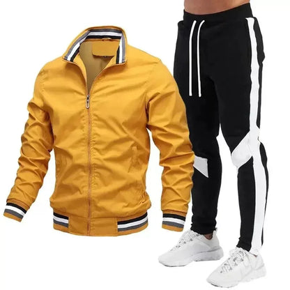 Survêtement pour hommes, jogging décontracté, vêtements de sport, vestes et pantalons, ensembles de 2 pièces, col montant, combinaison de sport, Jogging, Fitness