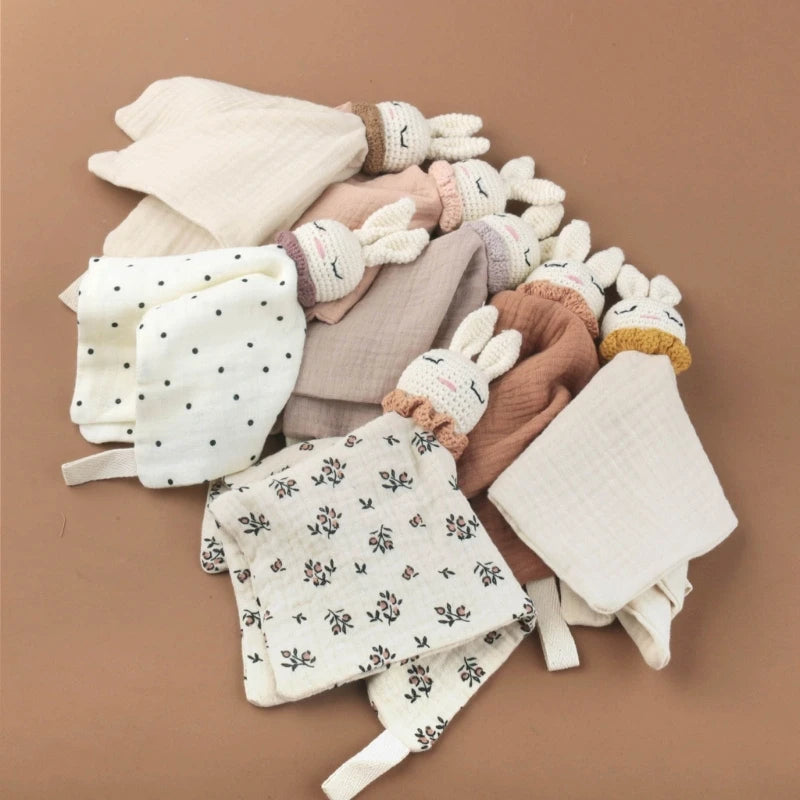 Bébé bébé apaiser serviette réconfortante Crochet lapin rot tissu sommeil apaisant poupée jouet pacifier sucette bavoir pour les