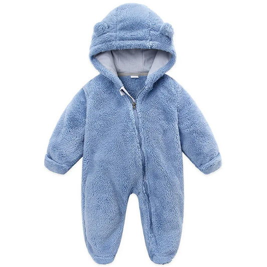 Barboteuse à capuche à manches longues pour nouveau-né garçon et fille, combinaison à fermeture éclair pour enfants, vêtements pour bébés, automne, hiver