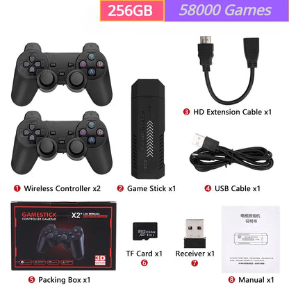 Console de jeu vidéo GD10 Plus, 256 Go, 58,000 jeux, 4K, HD, 2.4G, double manette sans fil, clé de jeu pour N64, PSP, PS1, GBA