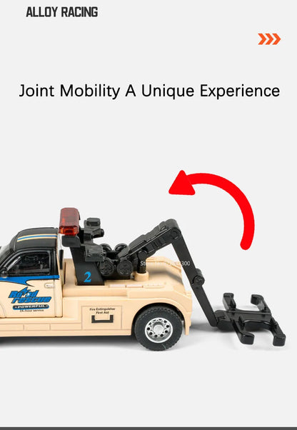 Modèle de remorque en alliage, conteneur échelle 1:64, voiture jouet en métal moulé sous pression, Joint mobile, véhicules d'ingénierie de sauvetage, cadeaux pour enfants