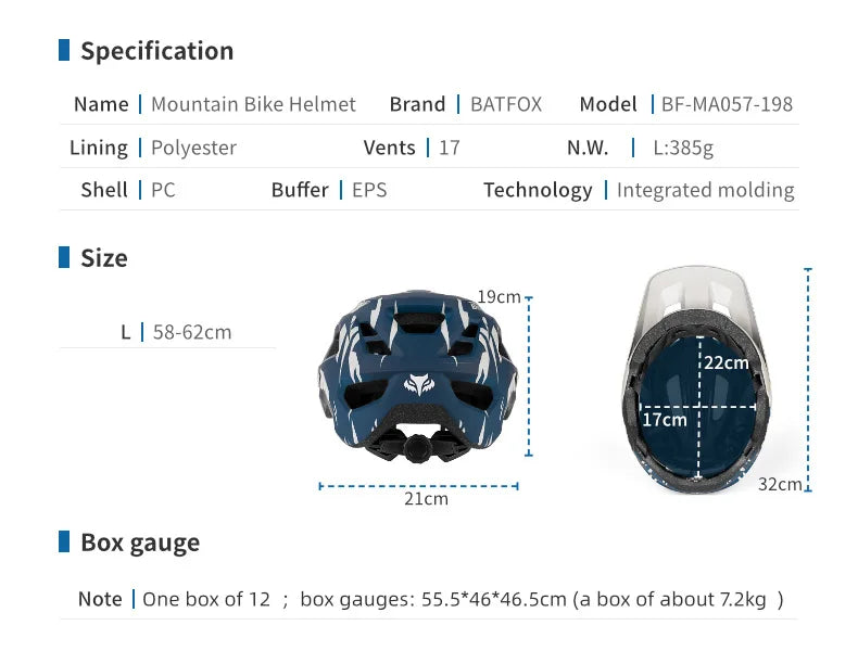 BATFOX-Casque de vélo pour homme, casque de vélo, casque de vélo de montagne, casque de vélo VTT, casquettes de vélo