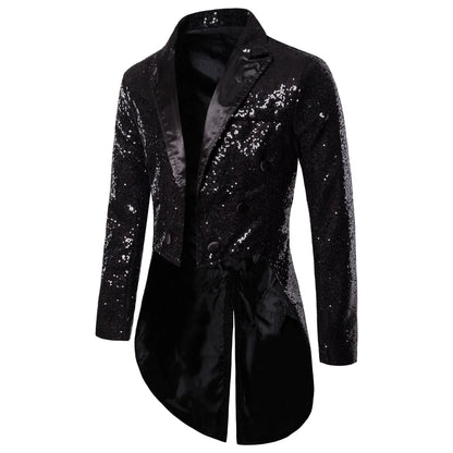 Manteau de Costume à paillettes dorées brillantes pour hommes, veste de smoking à Double boutonnage pour marié de mariage, Costume de fête sur scène de bal