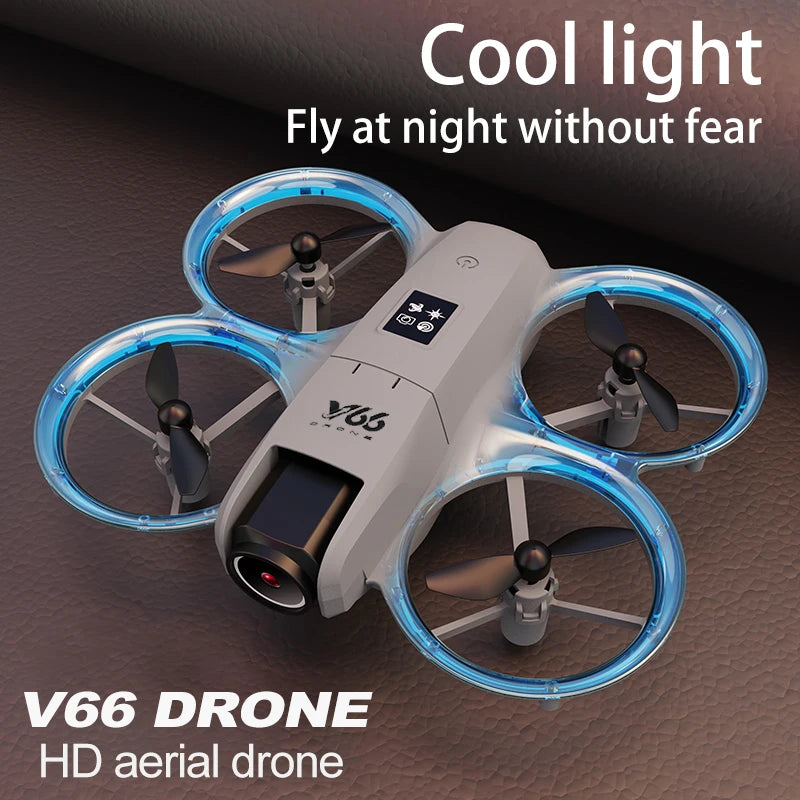 V66 Mini Drone 4K professionnel double caméra Mode sans tête évitement d'obstacles WiFi FPV Dron 360 °   Jouets quadrirotor RC à rabat pour enfants