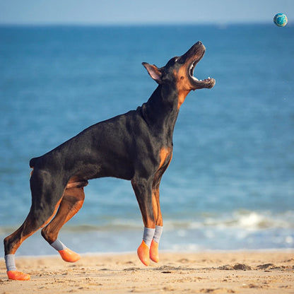Lot de 4 bottines d'extérieur imperméables pour chien et chat,chaussures anti-tâches et antidérapantes en caoutchouc avec chaussettes, protégeant les coussinets, pour petit et grand chien