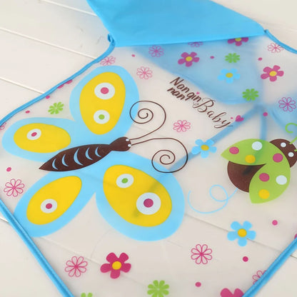 Bavoir anti-salissures pour bébé de 0 à 3 ans, manteau à manches longues, avec sangle, doux, mignon, motif de dessin animé, D343