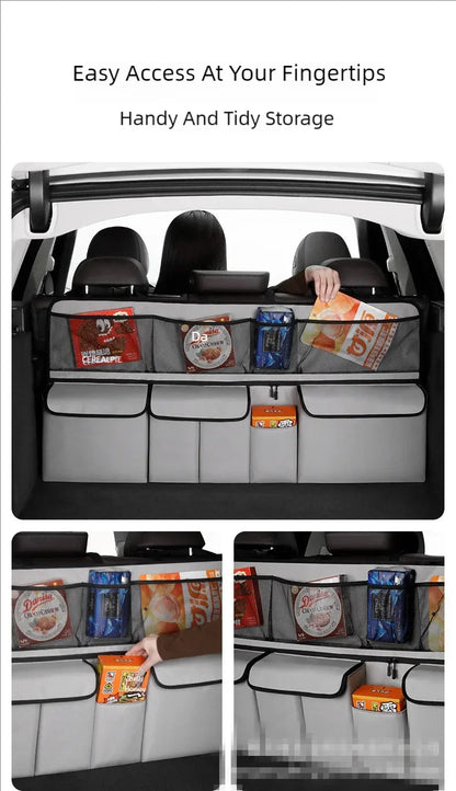 Sac de rangement pour coffre de voiture, sac suspendu pour dossier de siège de voiture SUV, sac de rangement multifonctionnel en maille, articles de rangement pour intérieur de voiture