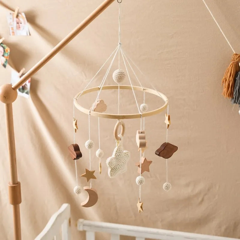Berceau de bébé lit Mobile cloche hochet jouets en bois Crochet étoiles pendentif lit cloche jouets nouveau-né confort berceau support suspendus jouets cadeaux