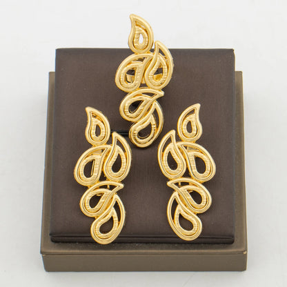 Boucles d'oreilles couleur or 18 carats avec bague, ensemble de bijoux pour mariée, boucles d'oreilles à clip africaines et bague, ensemble de 2 pièces pour bijoux de fiançailles