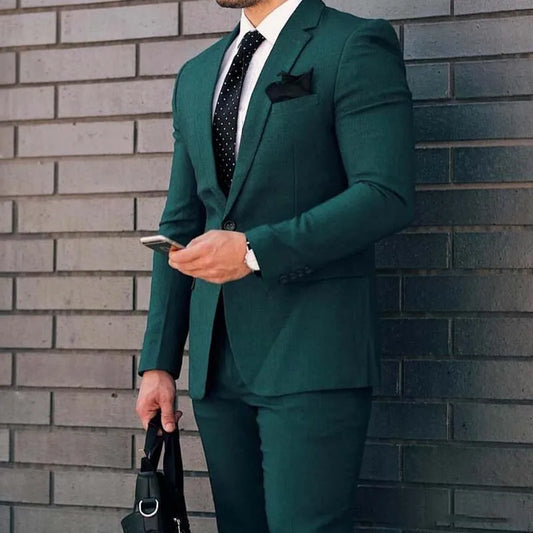 Dernière conception vert foncé hommes costumes 2025 coupe ajustée revers cranté marié smoking personnalisé Costume Homme Mariage 2 pièces (veste + pantalon)