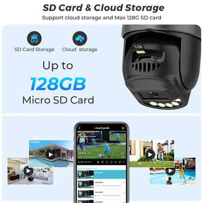 Caméra IP PTZ à double objectif 10MP 5K avec double écran 8MP Ai détection humaine suivi automatique caméra de Surveillance extérieure sans fil O-KAM