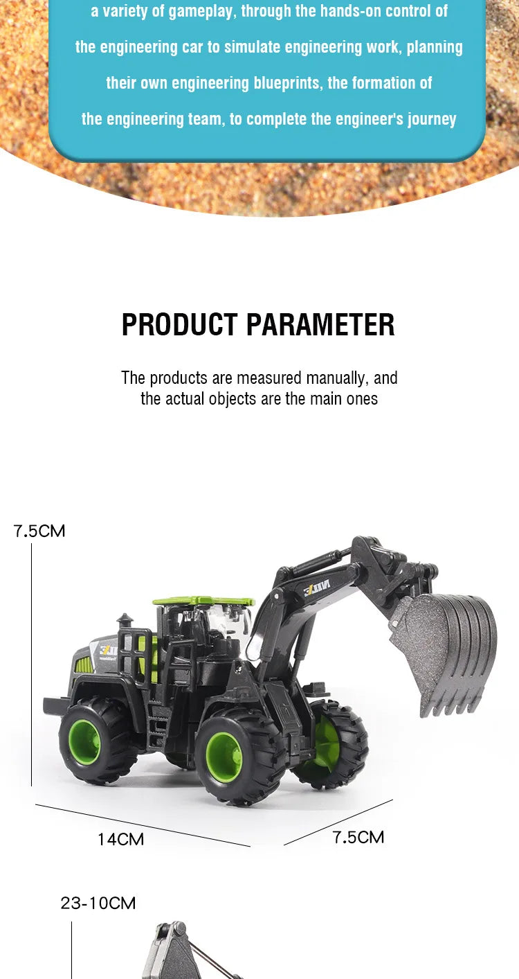 1/50 modèle voiture Bulldozer camion pelle grue chariot élévateur Construction ingénierie véhicule jouets pour garçons enfants jouets éducatifs