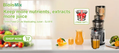BioloMix-Extracteur de Jus Écrasé, Froid PMurcia Ju479, Fente de Rajeunissement de 78mm, Convient aux Fruits Entiers, Facile à Nettoyer, 200W
