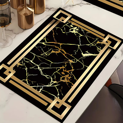 Tapis de table à motifs d'éléments dorés noirs, 4 pièces, tapis de Table, sous-verres, napperons pour Tables à manger de cuisine, décoration de fête