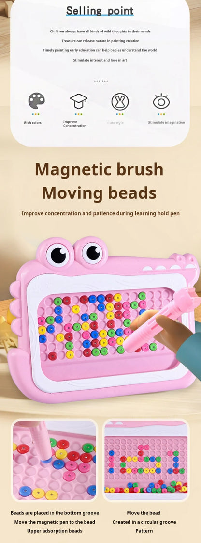 Planche à gribouiller en perles magnétiques pour enfants de 3 à 8 ans, avec stylo Puzzle, jouets de dessin, jeu de Montessori, cadeau éducatif, nouvelle collection