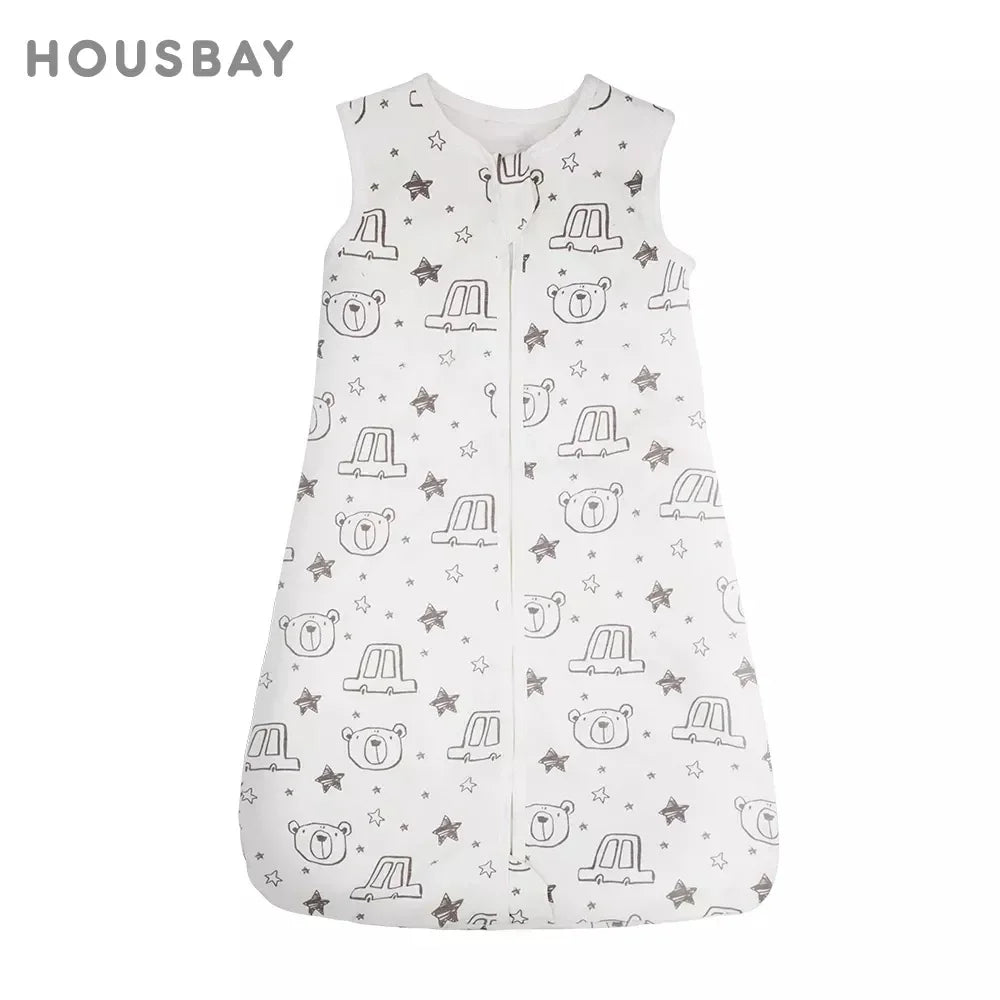 Sacs de couchage pour bébé de 3 à 18 mois, vêtements de nuit fins d'été une pièce imprimé ours mignon, sacs de nuit de dessin animé, couverture Anti-coup de pied