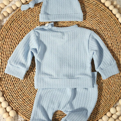 Ylsteed "bonjour" broderie nouveau-né photographie accessoires infantile barboteuse combinaison avec chapeau à nœud bébé à la maison tenue bébé Photo cadeau