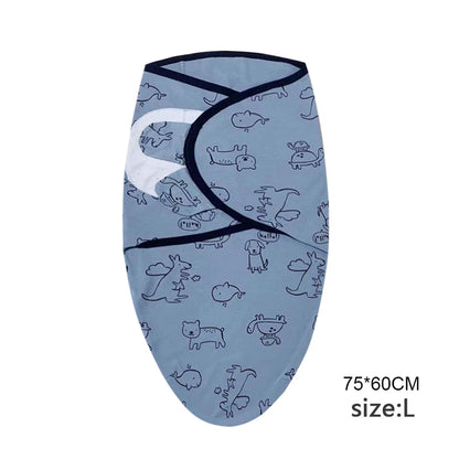 Ensemble de couverture et chapeau pour bébé de 0 à 6 mois, en coton imprimé de dessin animé, emmaillotage réglable pour nouveau-né, enveloppes de couchage pour nourrissons, toutes saisons