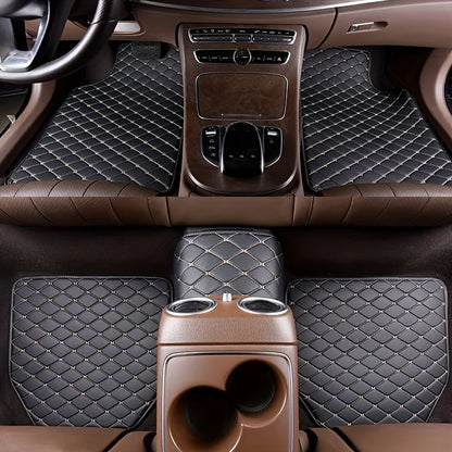 Tapis de sol de voiture en cuir PU, 5 pièces, imperméable, protection des pieds, à la mode, universel, pour toutes les saisons