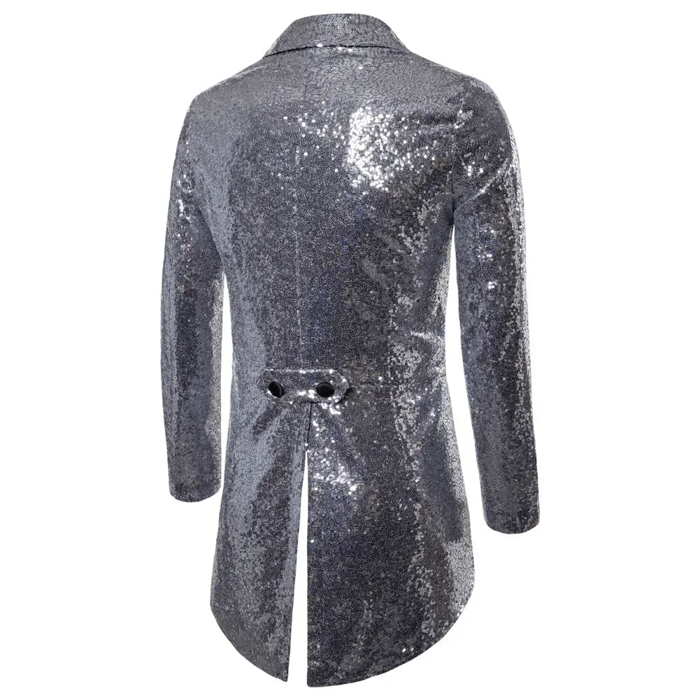 Manteau de Costume à paillettes dorées brillantes pour hommes, veste de smoking à Double boutonnage pour marié de mariage, Costume de fête sur scène de bal
