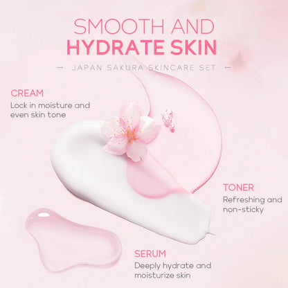 LAIKOU Sakura ensembles de soins de la peau nettoyant pour le visage crèmes pour les yeux crème pour le visage sérum Lotion Toner éclaircissant hydratant Kit de soins du visage