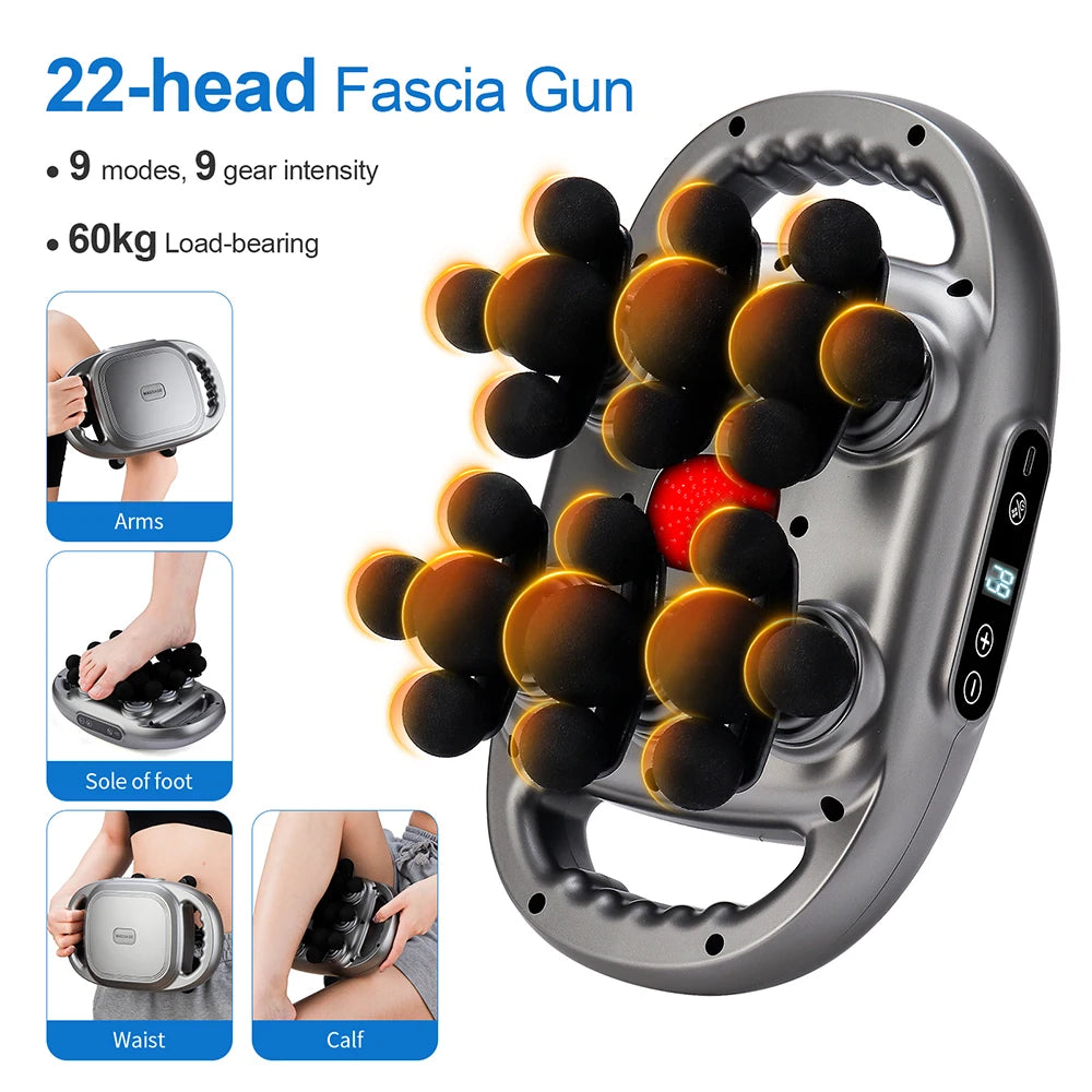 Pistolet de Massage corporel à vibrations haute fréquence, 22 têtes, masseur de dos et de taille, masseur de cou et d'épaule, masseur musculaire