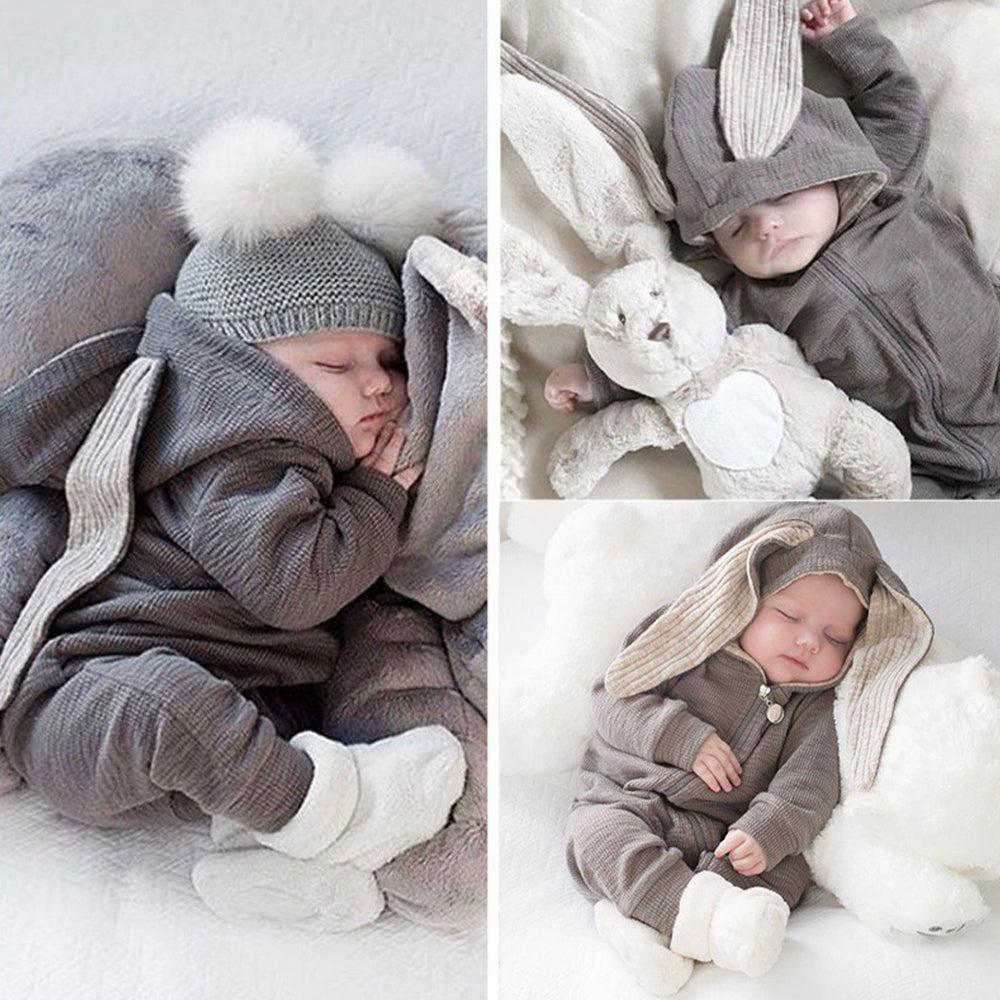 Melario garçons vêtements à manches longues bébé enfants grandes oreilles lapin body fille bébé à capuche fermeture éclair Creeper barboteuse