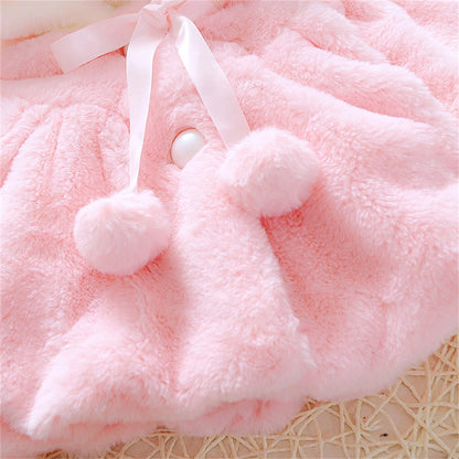 Veste d'hiver pour bébé fille, douce et mignonne, chaude, à capuche, oreilles de lapin, pull en laine, vêtements minimalistes pour enfants de 0 à 3 ans