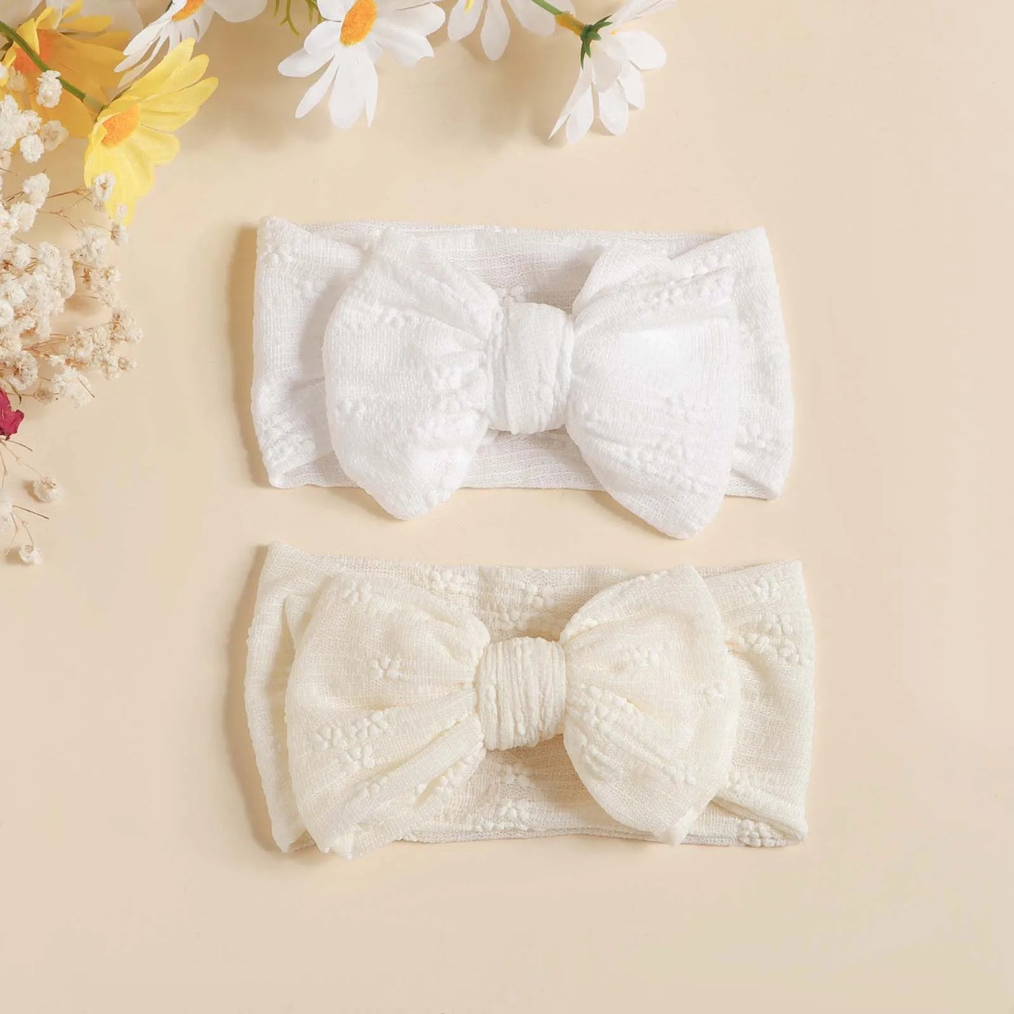 Bandeau en maille respirante et douce pour bébé, 3 pièces, avec nœud Double couche, haute élasticité, couvre-chef adapté aux nourrissons et aux jeunes enfants