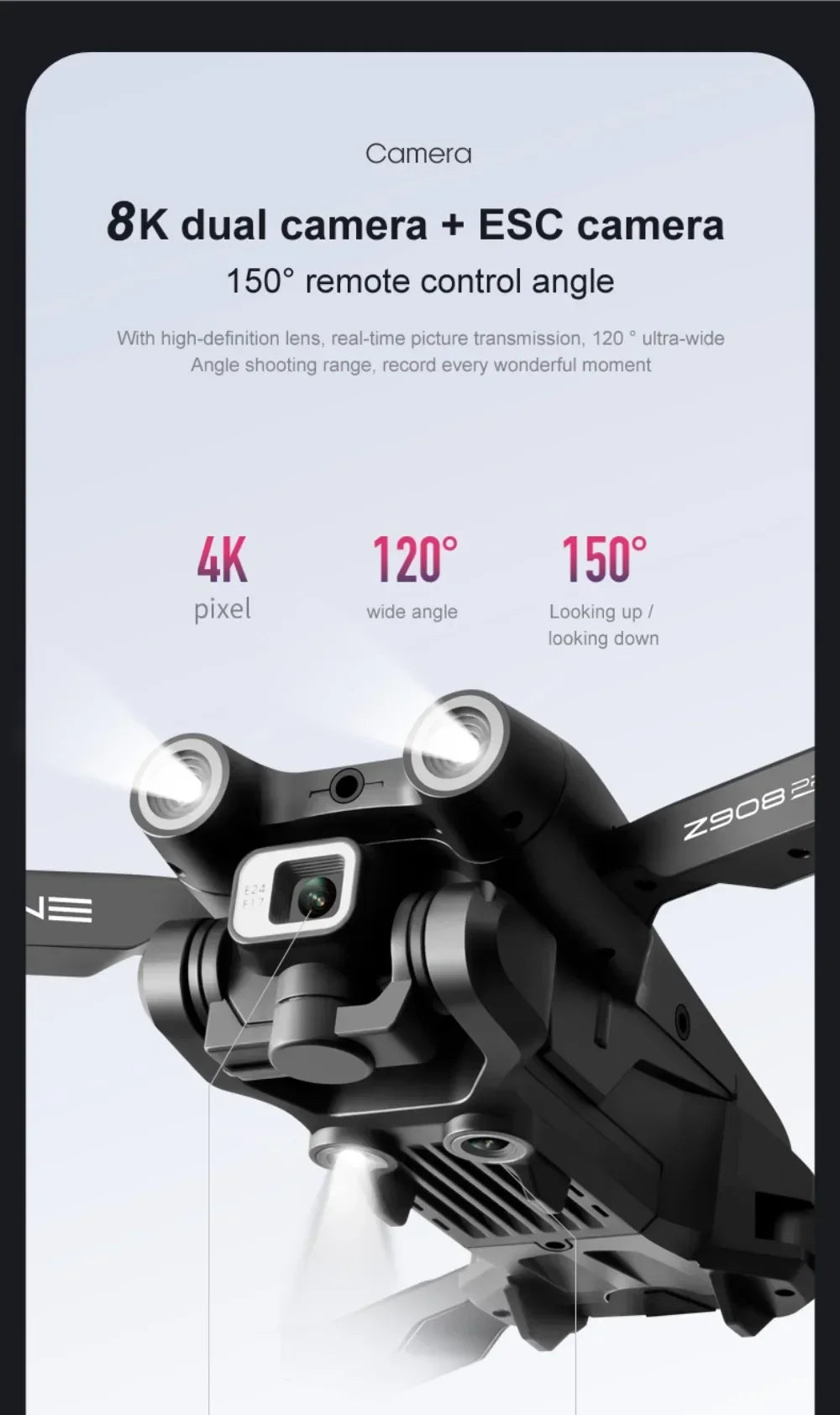 Xiaomi-Drone ATA JIA Z908 Pro /MAX 8K ESC 4K, professionnel, localisation de flux optique, évitement d'obstacles à 3 côtés, jouets quadricoptères