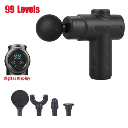 Mini pistolet de Massage Portable à 99 niveaux, pistolet à Fascia portatif, affichage numérique, masseur musculaire par Vibration, masseur de tissus profonds pour le corps