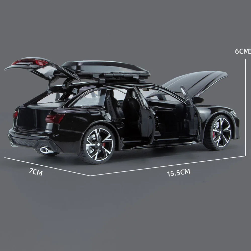 Modèle de voiture jouet Audi RS6 avec son et lumière, portes ouvertes en alliage moulé sous pression, jouet de Collection pour garçon et adulte, cadeau de Festival, 1/32