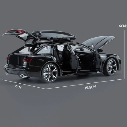 Modèle de voiture jouet Audi RS6 avec son et lumière, portes ouvertes en alliage moulé sous pression, jouet de Collection pour garçon et adulte, cadeau de Festival, 1/32