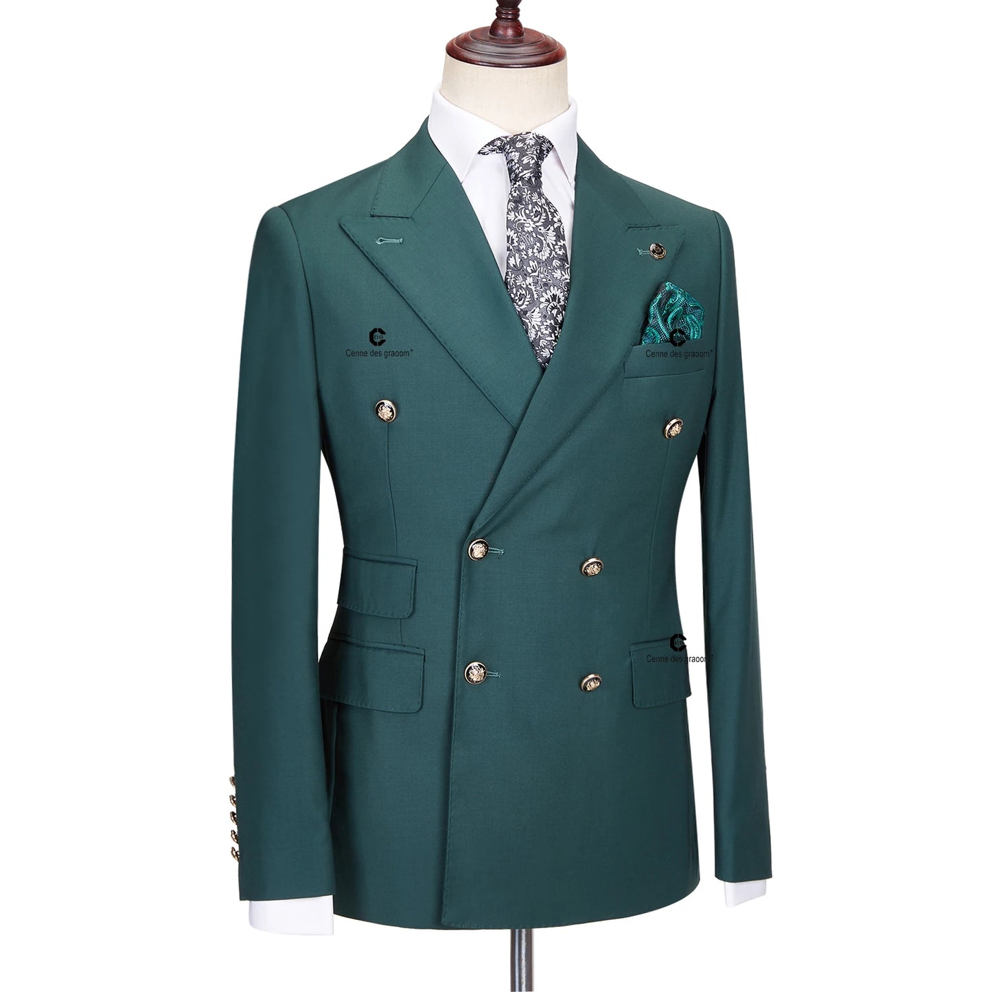 Cenne Des Graoom – Costume élégant pour hommes, ensemble 2 pièces, vert, Double boutonnage, coupe cintrée, haute qualité, Costume de fête de mariage, nouvelle collection 2023