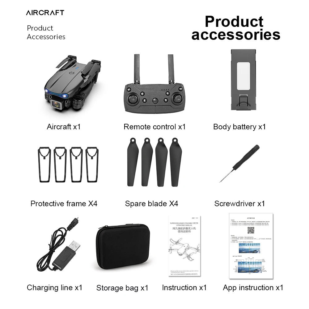 Drone professionnel E99Pro avec caméra pour touristes, 4K, WIFI, flux optique, fpv, évitement d'obstacles, photographie aérienne, quadrirotor