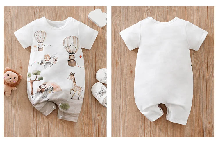 Body d'été pour garçons et filles, imprimé Animal de dessin animé mignon, confortable et décontracté, manches courtes, pour bébé