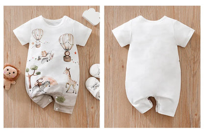 Body d'été pour garçons et filles, imprimé Animal de dessin animé mignon, confortable et décontracté, manches courtes, pour bébé
