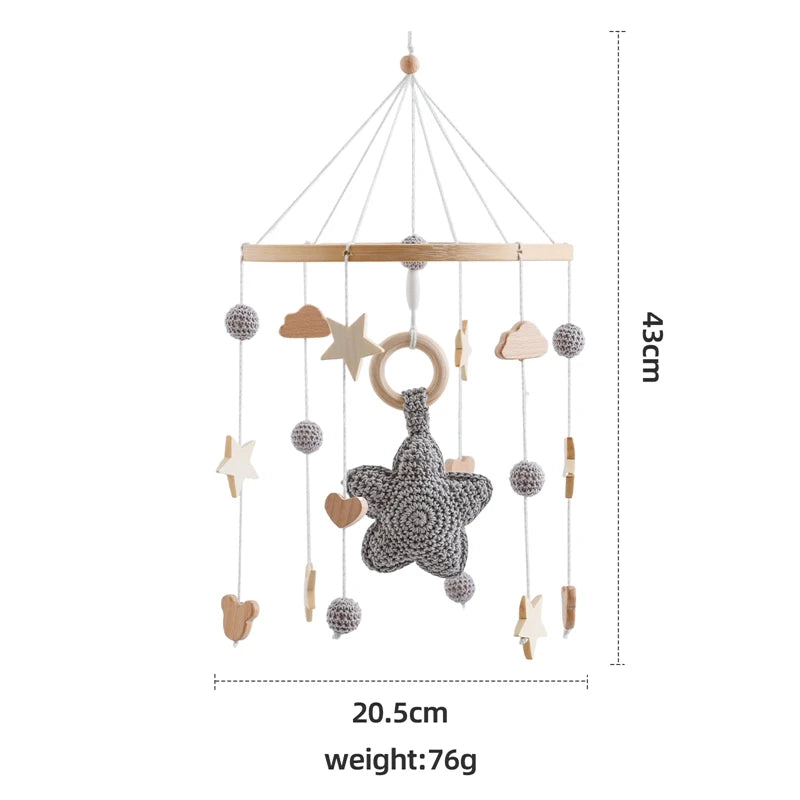 Berceau de bébé lit Mobile cloche hochet jouets en bois Crochet étoiles pendentif lit cloche jouets nouveau-né confort berceau support suspendus jouets cadeaux