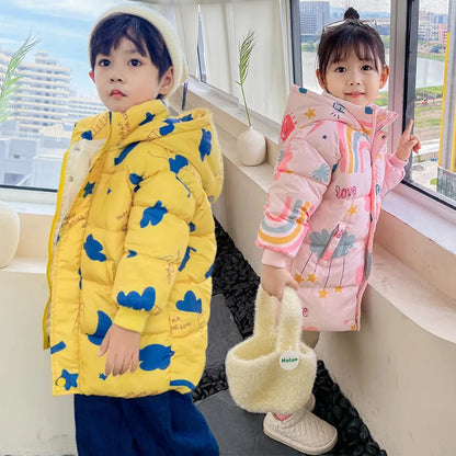 Nouvelles filles garçons doudoune manteaux d'hiver enfants vêtements à capuche coupe-vent manteau pour enfants 2-7 ans coton vêtements d'extérieur chauds