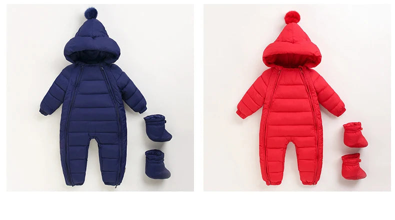 OLEKID automne hiver nouveau-né bébé barboteuse à capuche Plus velours enfant en bas âge garçon combinaison nouveau-né Snowsuit infantile bébé fille salopette