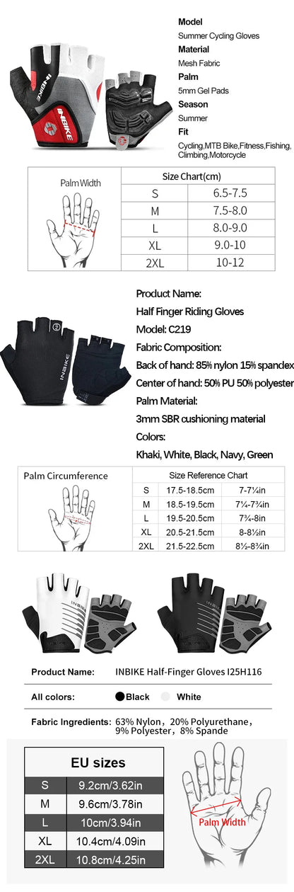 INBIKE antichoc GEL Pad gants de cyclisme demi doigt gants de Sport hommes femmes été vélo gymnase Fitness gants vtt gants IF239