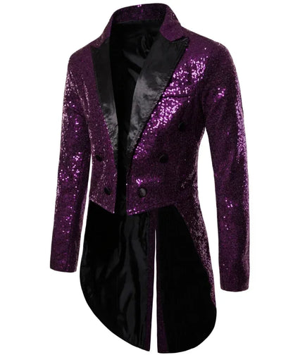 Manteau de Costume à paillettes dorées brillantes pour hommes, veste de smoking à Double boutonnage pour marié de mariage, Costume de fête sur scène de bal