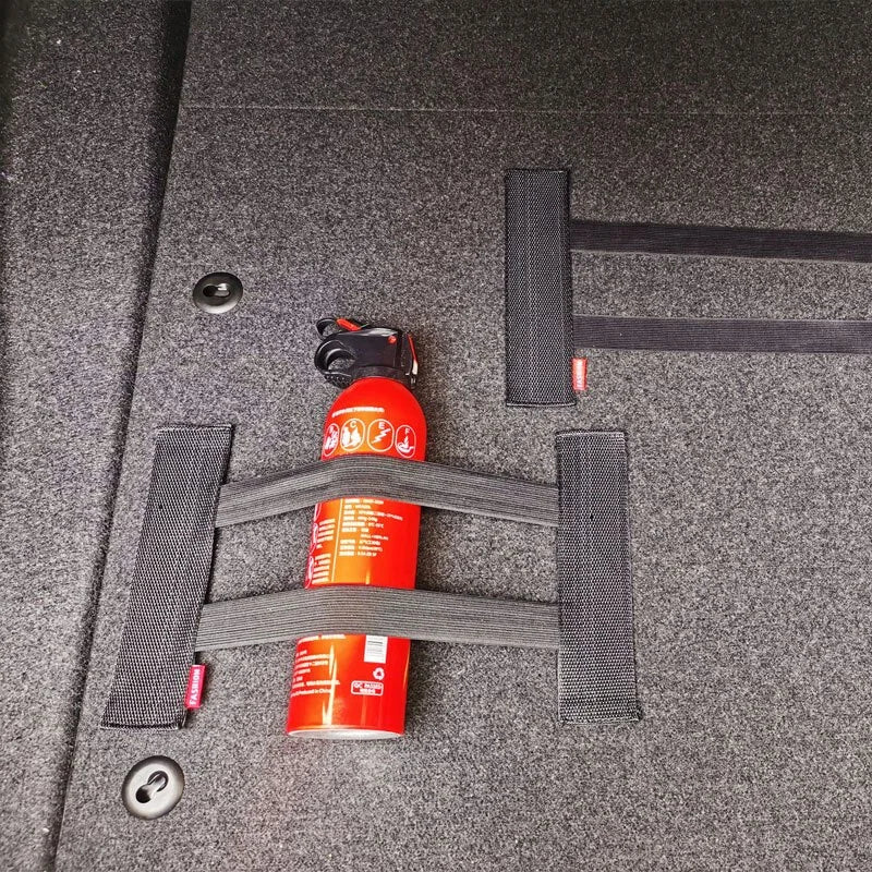 Filet de rangement pour coffre arrière de voiture, maille élastique, sangles fixes, organisateur intérieur de voiture, filet de rangement pour extincteur, sac de fixation arrière de siège, accessoire de voiture