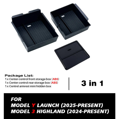 Boîte de rangement pour Console centrale Tesla, nouveau modèle Y 2025, lancement Juniper modèle 3 Highland 2024, boîte d'accoudoir, coussinet supérieur et inférieur en Silicone