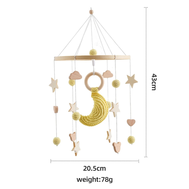 Berceau de bébé lit Mobile cloche hochet jouets en bois Crochet étoiles pendentif lit cloche jouets nouveau-né confort berceau support suspendus jouets cadeaux