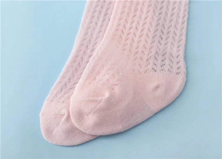 Chaussettes d'été en coton pour bébé fille de 0 à 24 mois, avec nœud en maille et dentelle, aux genoux, pour nouveau-né, princesse, longues, nouvelle collection 2024
