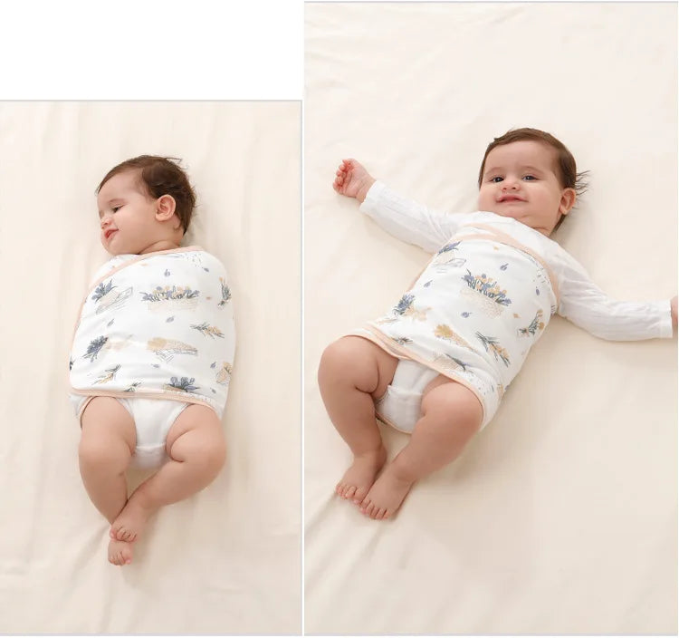 Couverture d'emmaillotage pour bébé de 0 à 6 mois, sangle pour protéger le ventre, couverture de couchage pour nouveau-né, style fin pour l'été
