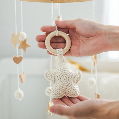 Berceau de bébé lit Mobile cloche hochet jouets en bois Crochet étoiles pendentif lit cloche jouets nouveau-né confort berceau support suspendus jouets cadeaux